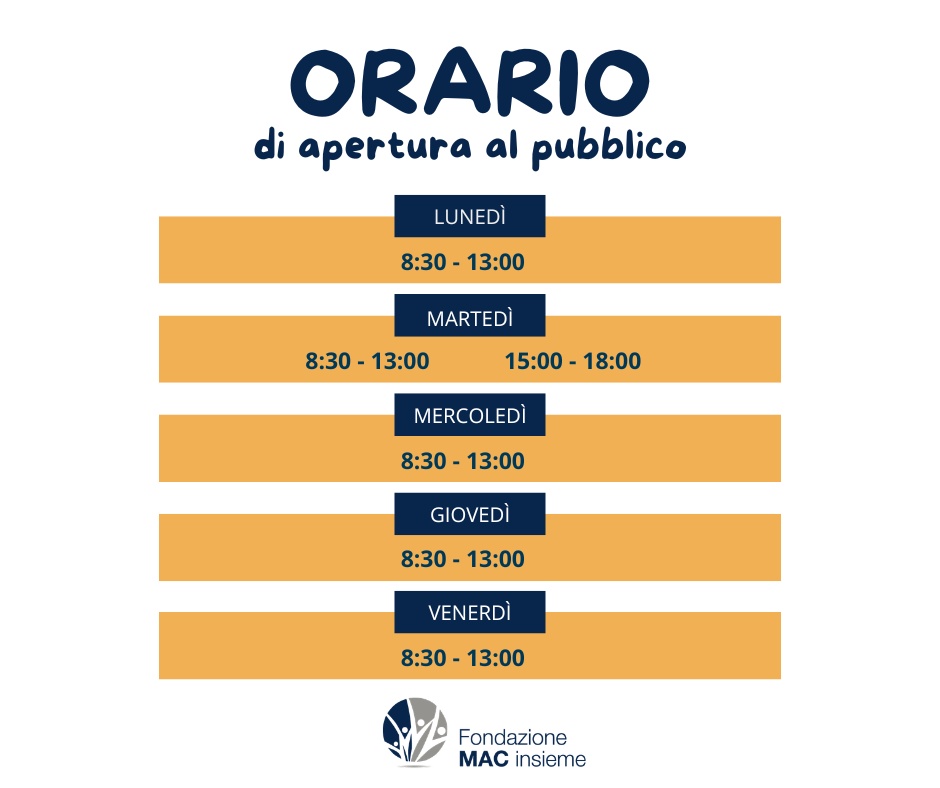 tabella con orari di apertura della fondazione